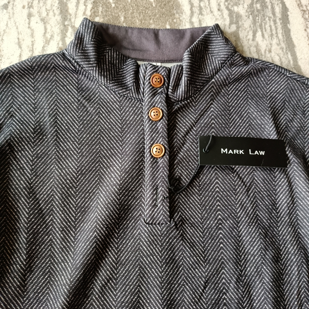 Mark Law Men's 3-Button Pull Over Sweatshirt New Size Large